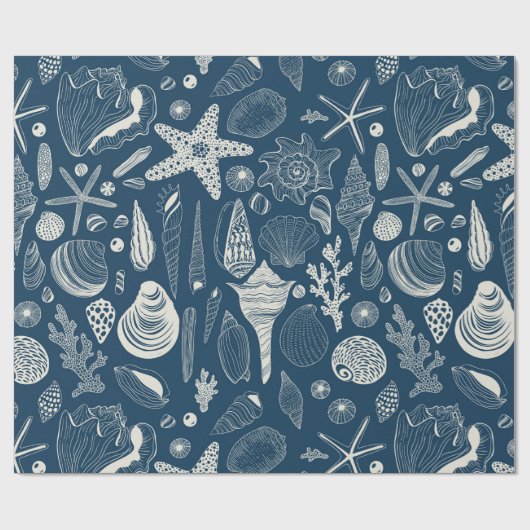 Muscheln in dunkelblau geschenkpapier (Flach)