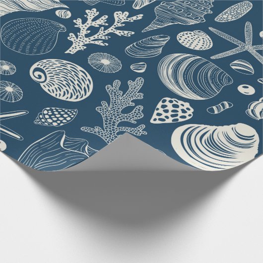 Muscheln in dunkelblau geschenkpapier (Ecke)