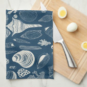 Muscheln in dunkelblau geschirrtuch (Viertel Falte)