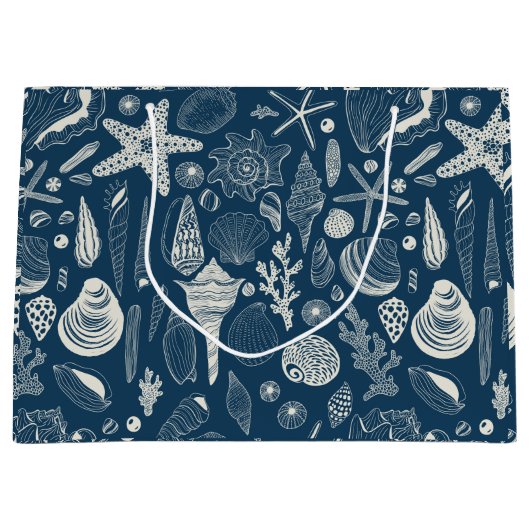 Muscheln in dunkelblau große geschenktüte (Vorderseite)