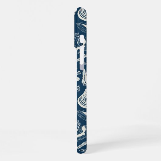 Muscheln in dunkelblau iPhone hülle (Linke Seite)