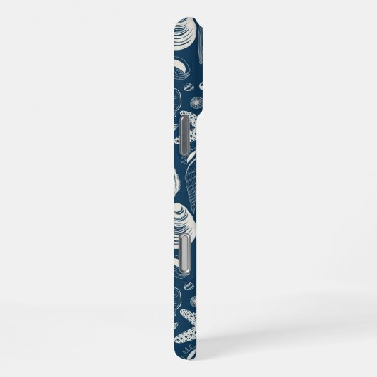 Muscheln in dunkelblau iPhone hülle (Rechte Seite)