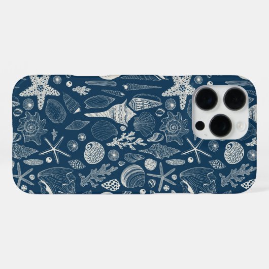 Muscheln in dunkelblau iPhone hülle (Rückseite (Horizontal))