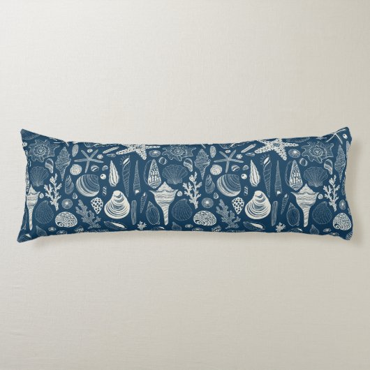 Muscheln in dunkelblau seitenschläferkissen (Vorderseite)