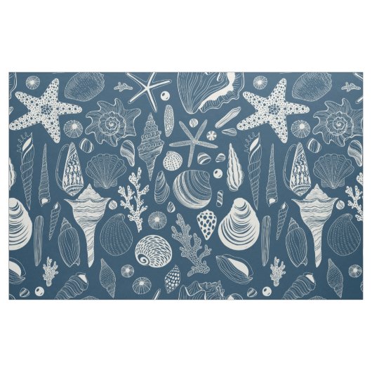 Muscheln in dunkelblau stoff (Fat Quarter (45,7 x 55,9 cm))