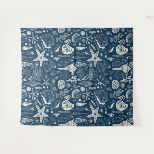 Muscheln in dunkelblau wandteppich (Vorderseite (Horizontal))