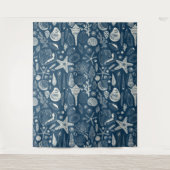 Muscheln in dunkelblau wandteppich (Vorderseite)