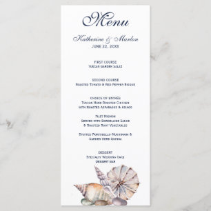 Muscheln in einer Flasche   Nautische Hochzeit Menükarte