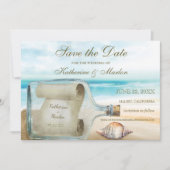 Muscheln in Flaschen | Nautische Hochzeit Save The Date (Vorderseite)