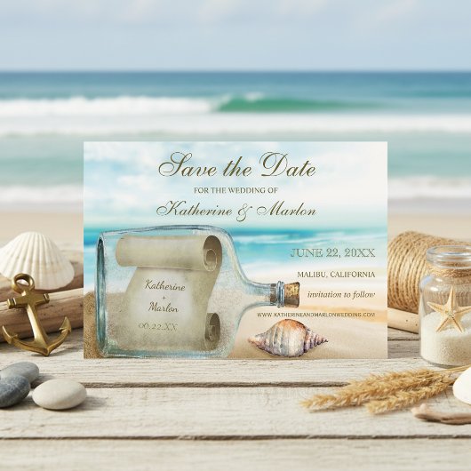 Muscheln in Flaschen | Nautische Hochzeit Save The Date