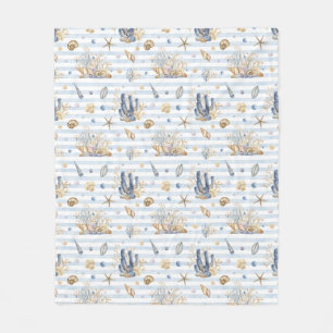 Muscheln in pastellblau-blau-grün fleecedecke