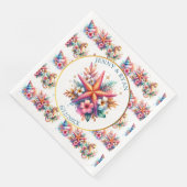 Muscheln in Rosa, Blau und Gold Serviette (Ecke)