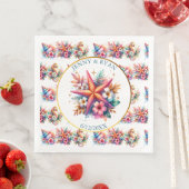 Muscheln in Rosa, Blau und Gold Serviette (Beispiel)