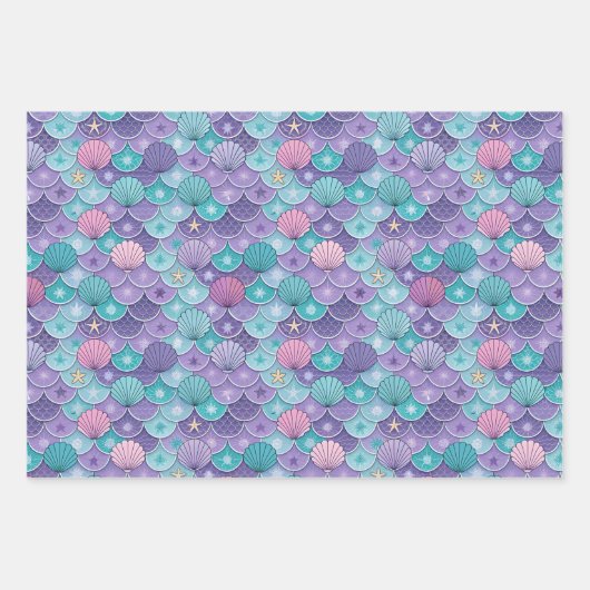 Muscheln in Rosa und Blau Geschenkpapier Set (Vorderseite 2)