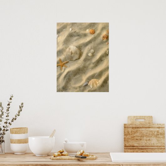 Muscheln in Sand Poster (Küche)