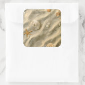 Muscheln in Sand Quadratischer Aufkleber (Tasche)