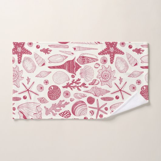 Muscheln in Viva Magenta - Farbe des Jahres 2023 Badhandtuch Set (Handtuch)