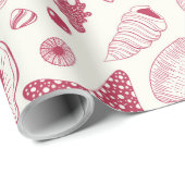 Muscheln in Viva Magenta - Farbe des Jahres 2023 Geschenkpapier (Rolleneckpunkt)