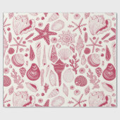 Muscheln in Viva Magenta - Farbe des Jahres 2023 Geschenkpapier (Flach)