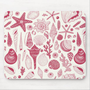 Muscheln in Viva Magenta - Farbe des Jahres 2023 Mousepad