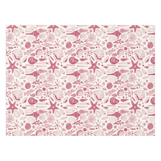 Muscheln in Viva Magenta - Farbe des Jahres 2023 Tischdecke (Vorderseite (Horizontal))