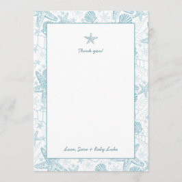 Muscheln-Jungen-Baby-Dusche danken Ihnen Dankeskarte