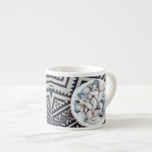 Muscheln Korbteppiche Textur Espresso Tasse (Vorderseite Rechts)