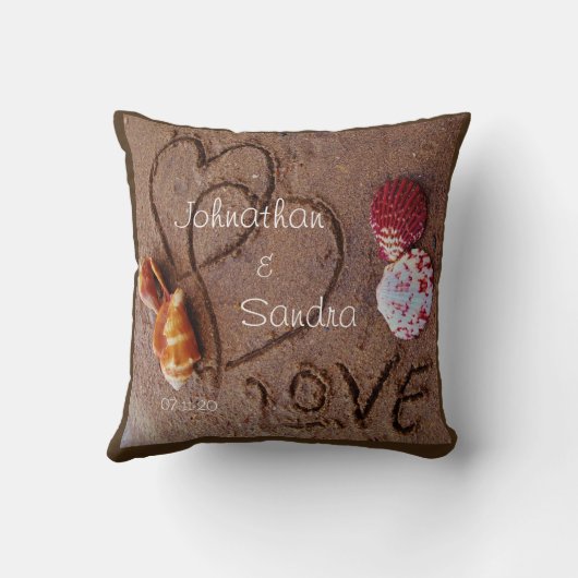 Muscheln & Liebe am Strand - Hochzeitskissen Kissen (Rückseite)