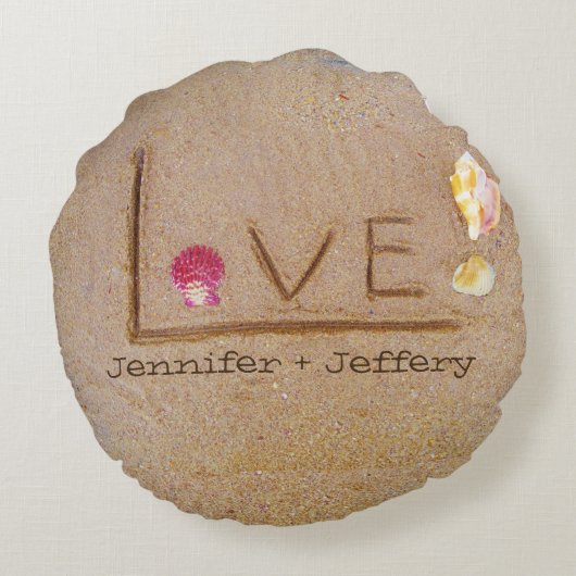 Muscheln Liebe am Strand Zollkissen Rundes Kissen (Rückseite)