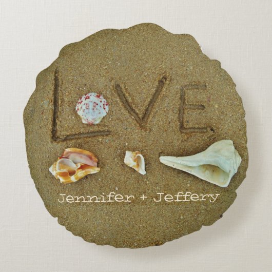 Muscheln Liebe am Strand Zollkissen Rundes Kissen (Rückseite)