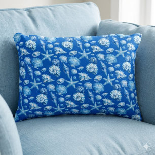 Muscheln. Maritim. Blau kobalt. Dekokissen