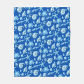 Muscheln. Maritim. Blau Kobalt. Fleece-Decke Fleecedecke (Vorderseite)
