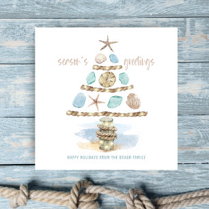 Muscheln & Meer Glas Küstenweihnachtsbaum Feiertagskarte