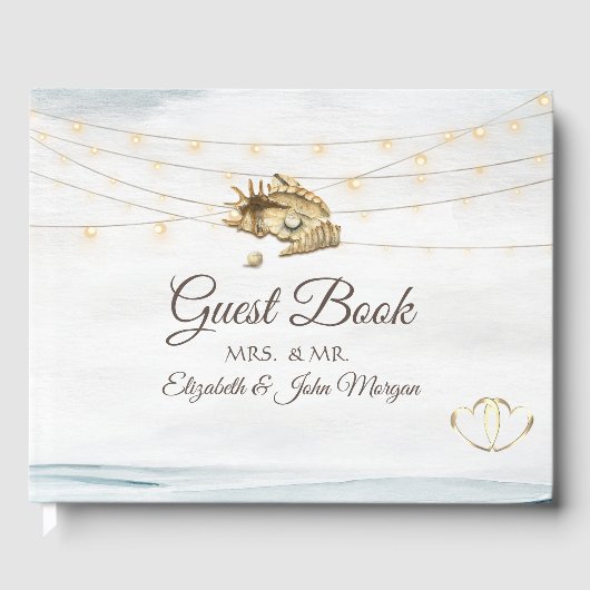 Muscheln,Meer,Lichterkette Skript Gästebuch (Vorderseite)
