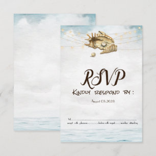 Muscheln,Meer,Lichterkette Skriptlichter RSVP Einladung