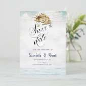 Muscheln, Meer, String Lights Save The Date (Stehend Vorderseite)