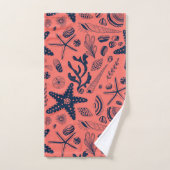 Muscheln mit Korallenhintergrund Badhandtuch Set (Handtuch)