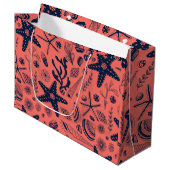 Muscheln mit Korallenhintergrund Große Geschenktüte (Vorderseite Schrägansicht)