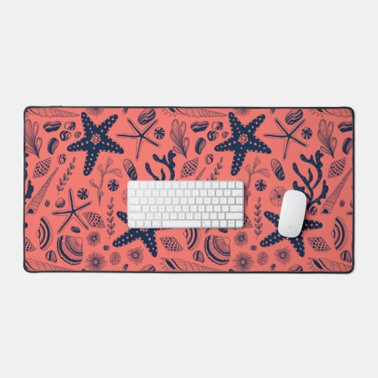 Muscheln mit Korallenhintergrund Schreibtischunterlage (Tastatur & Maus)