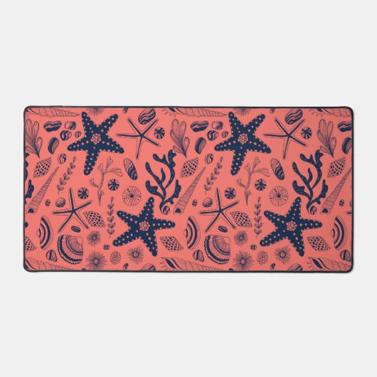 Muscheln mit Korallenhintergrund Schreibtischunterlage (Vorderseite)