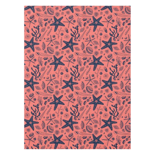 Muscheln mit Korallenhintergrund Tischdecke (Vorderseite)