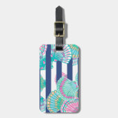 Muscheln mit Navy Blue Streifen Gepäckanhänger (Vorderseite vertikal)