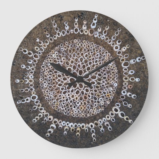 Muscheln mit Wall-Uhr Strand hinkt Naturlandart Große Wanduhr (Vorderseite)