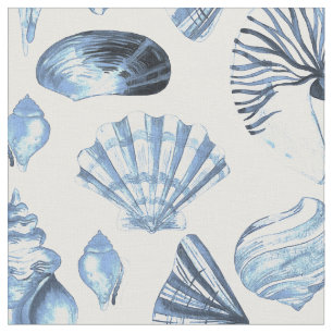 Muscheln Muster in Blau Stoff