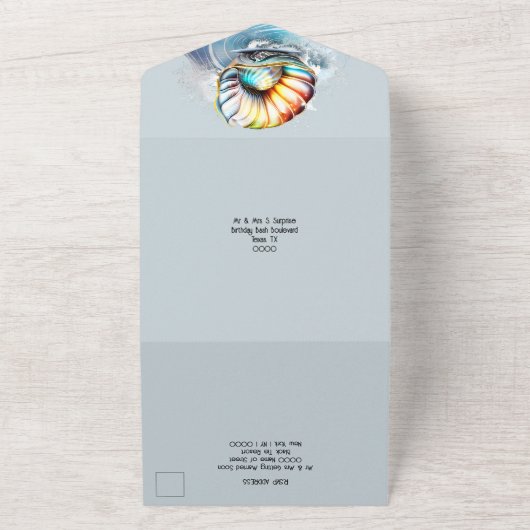 Muscheln Mutter der Perlenozewellen irisierend All In One Einladung (Außenbereich)