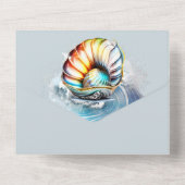 Muscheln Mutter der Perlenozewellen irisierend All In One Einladung (Rückseite)
