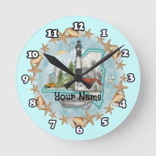 Muscheln New York Lighthouse Uhr