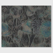 Muscheln Ocean Beach Aquamarin Black Art Decoupage Geschenkpapier (Flach)