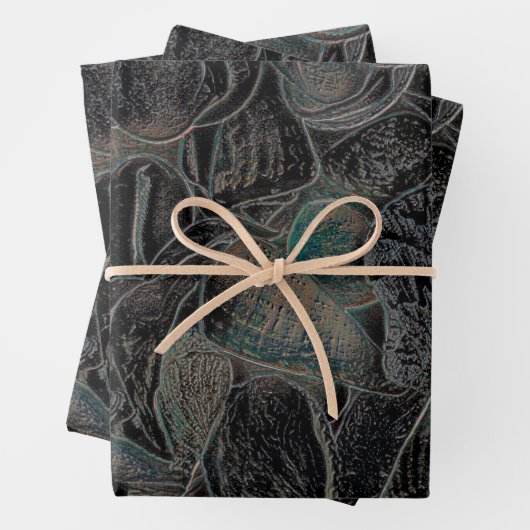 Muscheln Ocean Beach Aquamarin Black Art Decoupage Geschenkpapier Set (Beispiel)