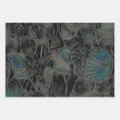 Muscheln Ocean Beach Aquamarin Black Art Decoupage Geschenkpapier Set (Vorderseite)